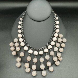 Purple Lilac Glass Bead Bib Plastron Necklace